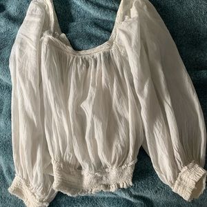 Free People Gauzy Balloon Sleeve Blouse